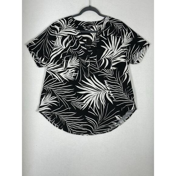New! TORRID 0 Womens Harper Challis Pullover Tunic Black White Tropical Resort - Picture 3 of 11
